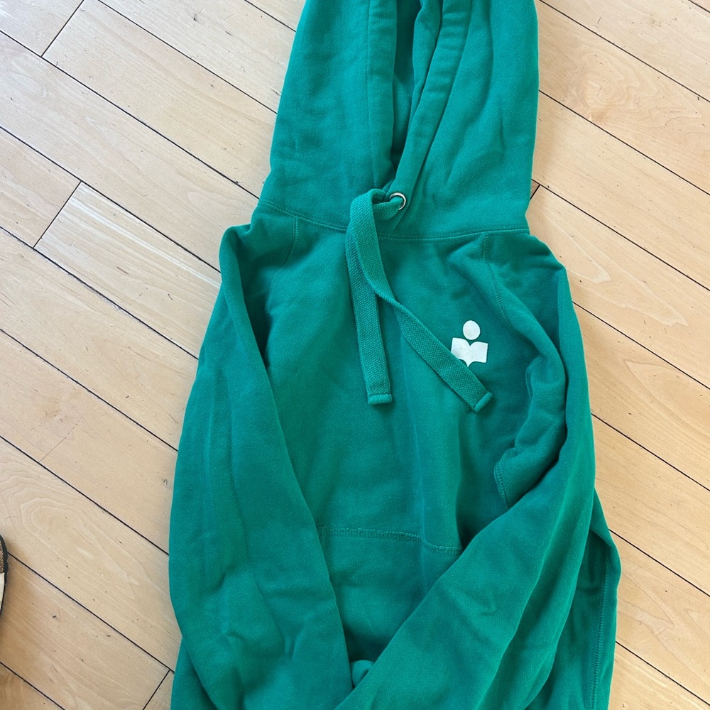 Isabel Marant Emerald Green Hooded Sweatshirt with White Chest Logo